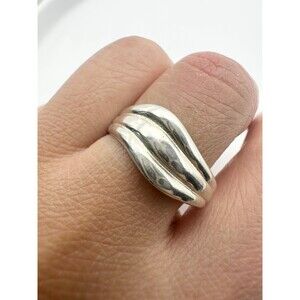 NF 925 Sterling Silver silver modernist wave ring size 9
